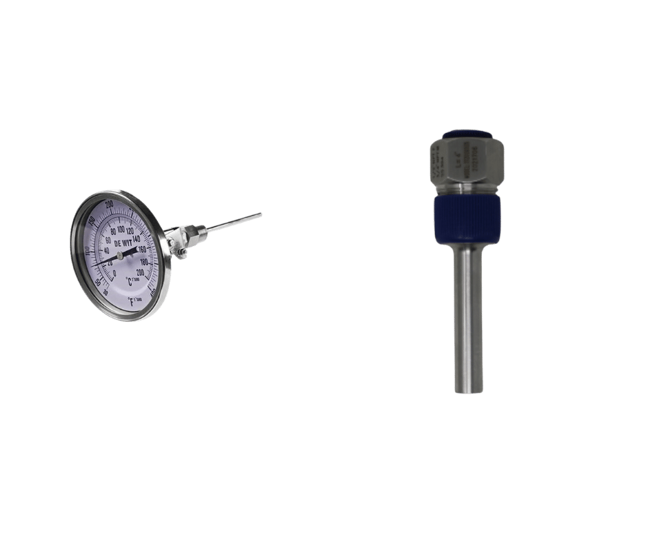 Termómetros bimetálicos y Termopozos Dewit.